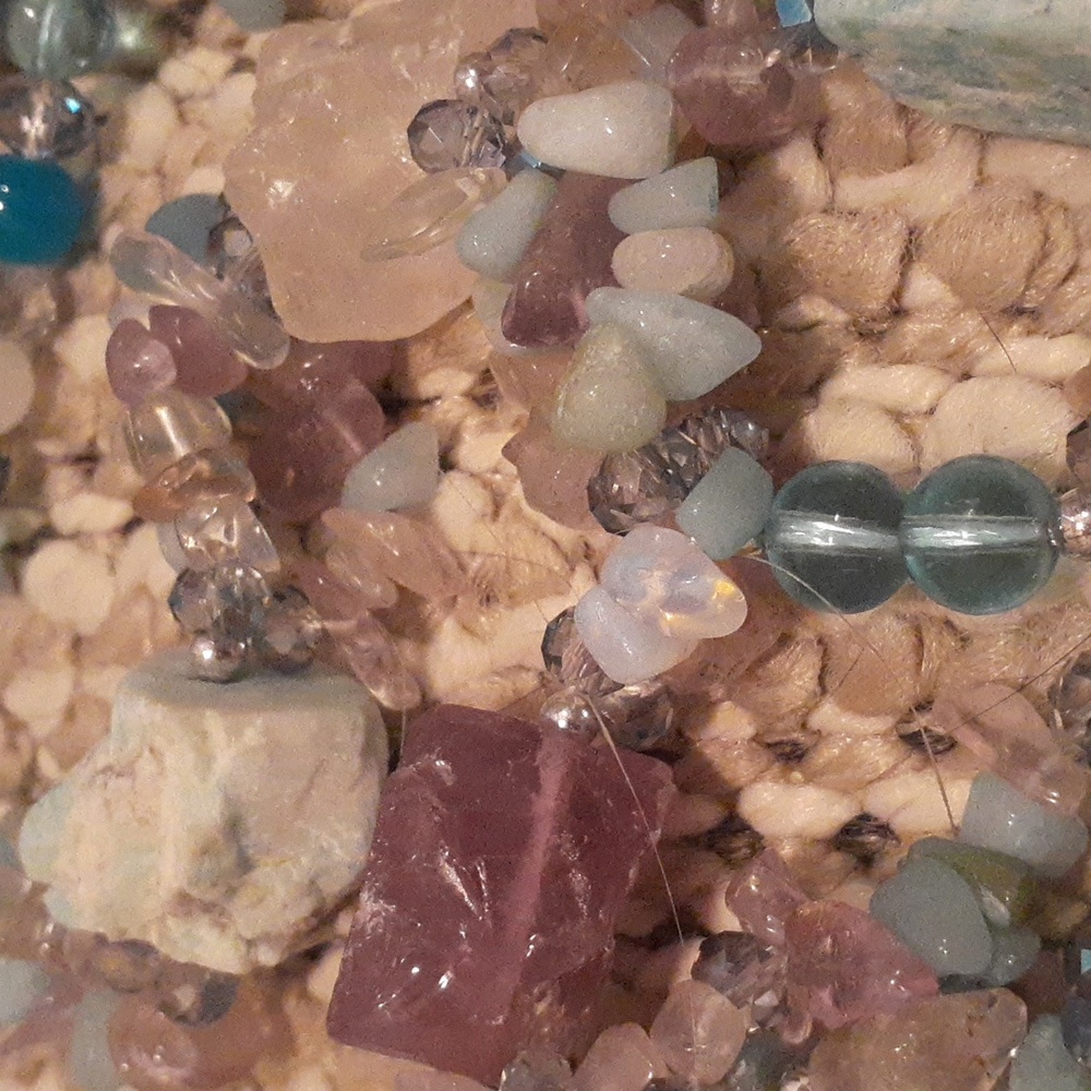 Rough Cut Russian Amazonite multi gemstone necklace. Statement piece. Stunning.